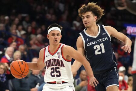 No. 14 Arizona blows out Utah Tech 104-77 behind Kriisa