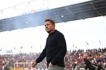 Toronto FC interim coach Terry Dunfield waits for the team's MLS soccer match against Real Salt Lake on Saturday, July 1, 2023, in Toronto. (Chris Katsarov/The Canadian Press via AP)