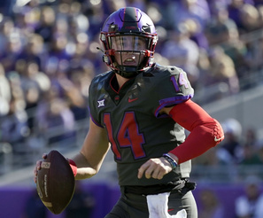FILE - TCU quarterback Chandler Morris scrambles out of the pocket during an NCAA college football game against Baylor in Fort Worth, Texas, Nov. 6, 2021. TCU opens their season against Colorado on Sept. 2. (AP Photo/Tony Gutierrez, File)