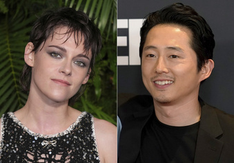Kristen Stewart appears at 14th annual Pre-Oscar Awards Dinner in Beverly Hills, Calif., on March 11, 2023, left, and Steven Yeun appears at the premiere of the Netflix series "Beef" in Los Angeles on March 30, 2023. (AP Photo)