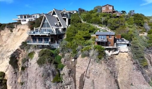 California landslide appears to leave 3 multimillion-dollar homes teetering on edge of cliff