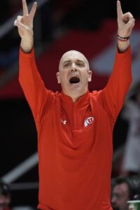Utah head coach Craig Smith shouts during the second half of the team's NCAA college basketball game against Stanford on Thursday, Feb. 29, 2024, in Salt Lake City. (AP Photo/Rick Bowmer)