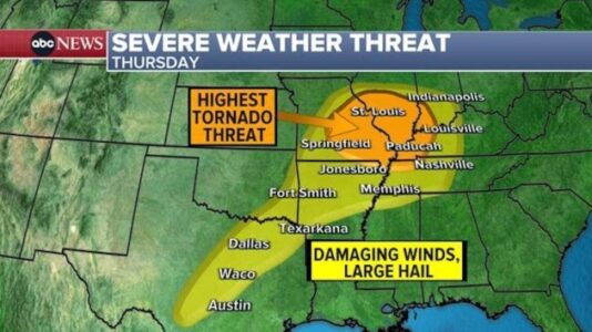 Tornado threat on the move: Latest severe weather forecast