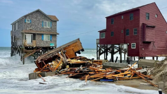 Third house collapses in four days on North Carolina coast