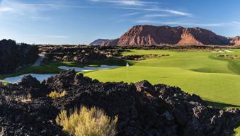The Black Desert Resort that was built from an ancient black lava field near Zion National Park and is hosting a PGA Tour event in Utah for the first time since 1963 is shown in Ivins, Utah.   (AP Photo/Black Desert Resort via AP)