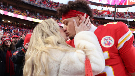 Patrick and Brittany Mahomes celebrate Kansas City Chiefs advancing to Super Bowl LIX