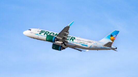 ‘Combative’ man restrained by fellow passengers on Frontier Airlines flight after breaking window plexiglass