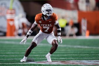 FILE -  Texas defensive back Jahdae Barron (7) follows a play during the second half of an NCAA college football game against UTSA in Austin, Texas, Saturday, Sept. 14, 2024. (AP Photo/Eric Gay, File)