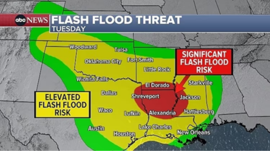 Severe thunderstorms and flash flooding expected to hit the Plains and South