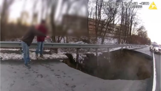 ‘The entire shoulder seems to have collapsed’: New videos show initial response to sinkhole on I-80 in New Jersey