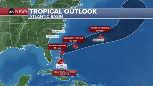 Tropical Storm Imelda: Tracking the storm’s path near the Southeast coast