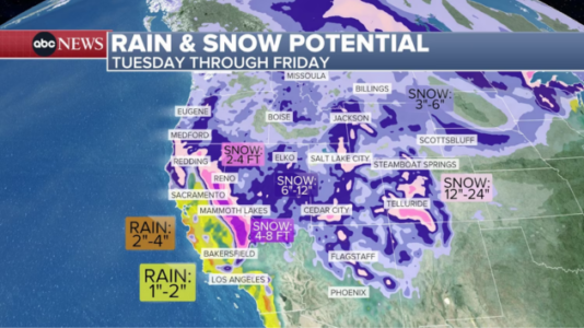 Damaging winds, rain hit the West as a winter storm approaches the North