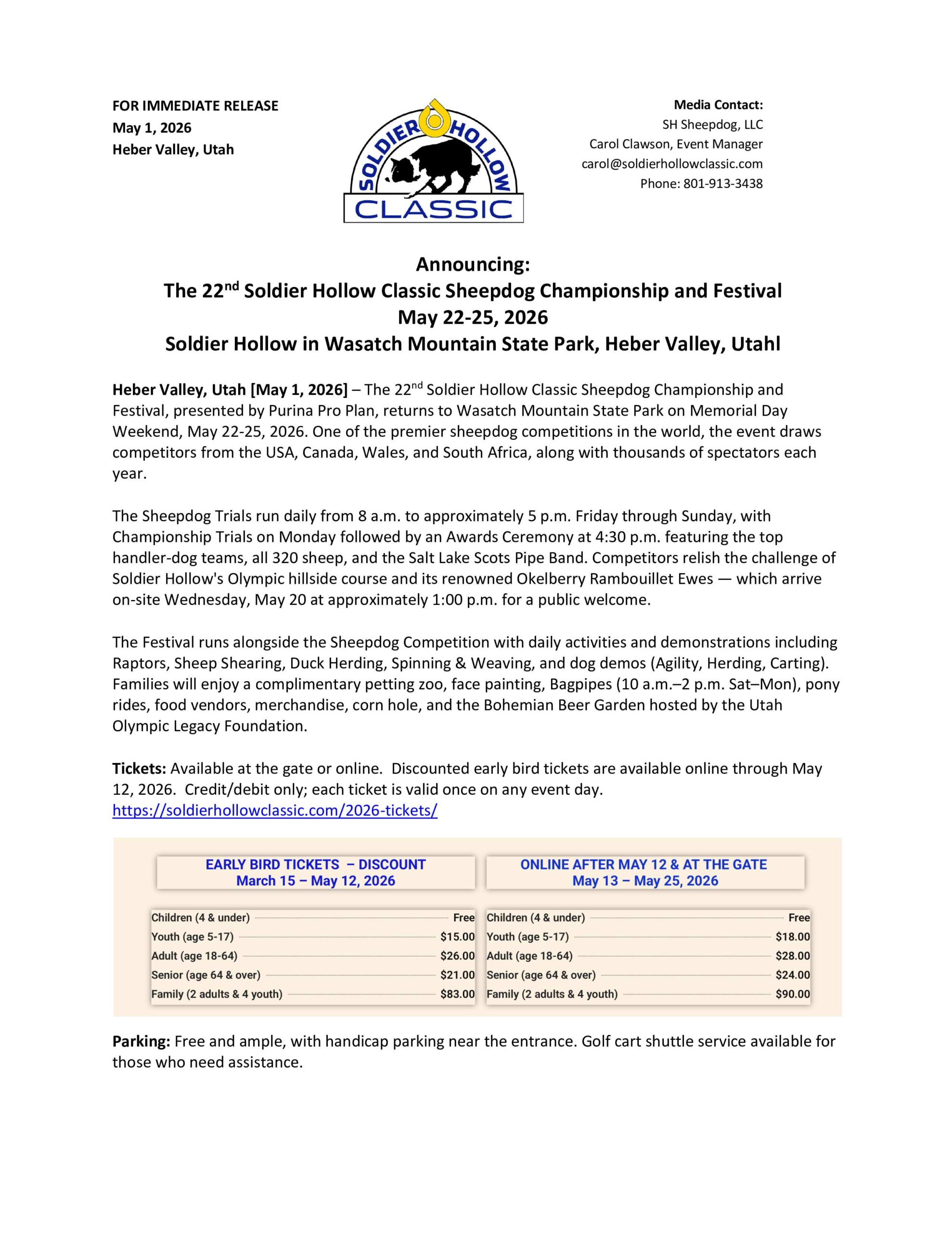 22nd Soldier Hollow Classic Sheepdog Championship and Festival