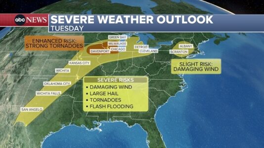 50 million people on alert for severe weather from Texas to Michigan